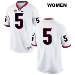 Women's Georgia Bulldogs NCAA #5 Julian Rochester Nike Stitched White Authentic No Name College Football Jersey RWW1354OY